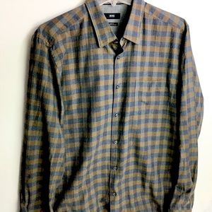 Hugo Boss | Brown Gray Plaid Casual Slim Fit Shirt